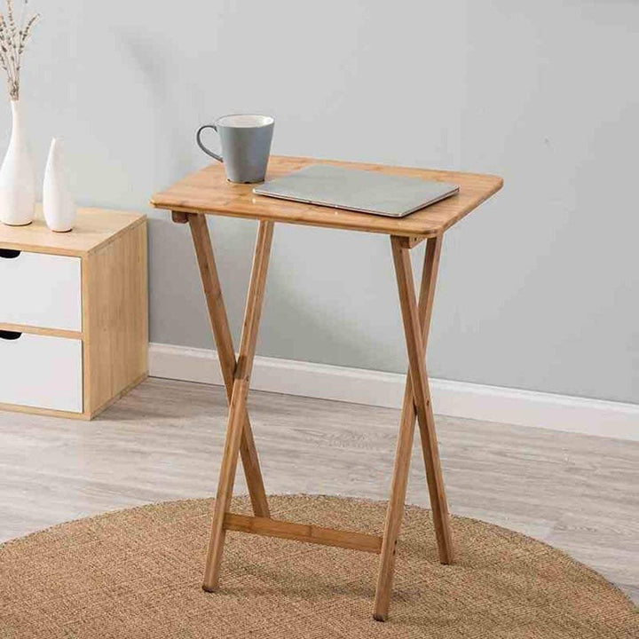 2 Pcs Bamboo Folding Laptop Tray & Snack Table