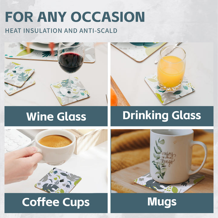 8 Pcs Clevinger  MDF Placemats and Coasters Monstera