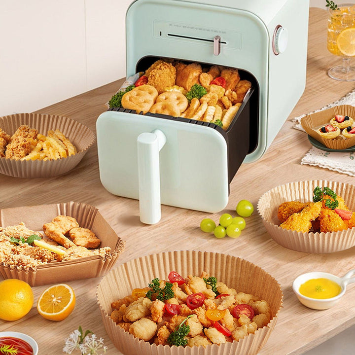 COOK EASY Air Fryer Liner 100 Pcs 16.5cm Square Disposable Unbleached Silicone Paper Dish Air-fryer Liner