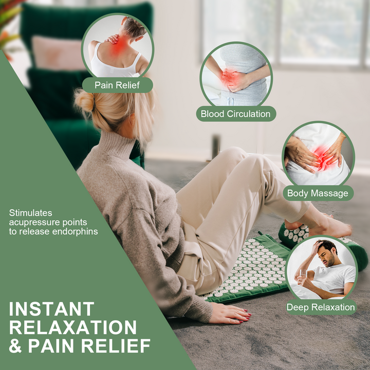 Acupressure Mat and Pillow Set with Bag