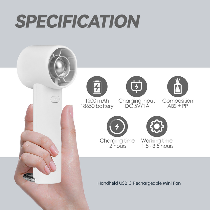 Handheld USB-C Rechargeable Mini Fan