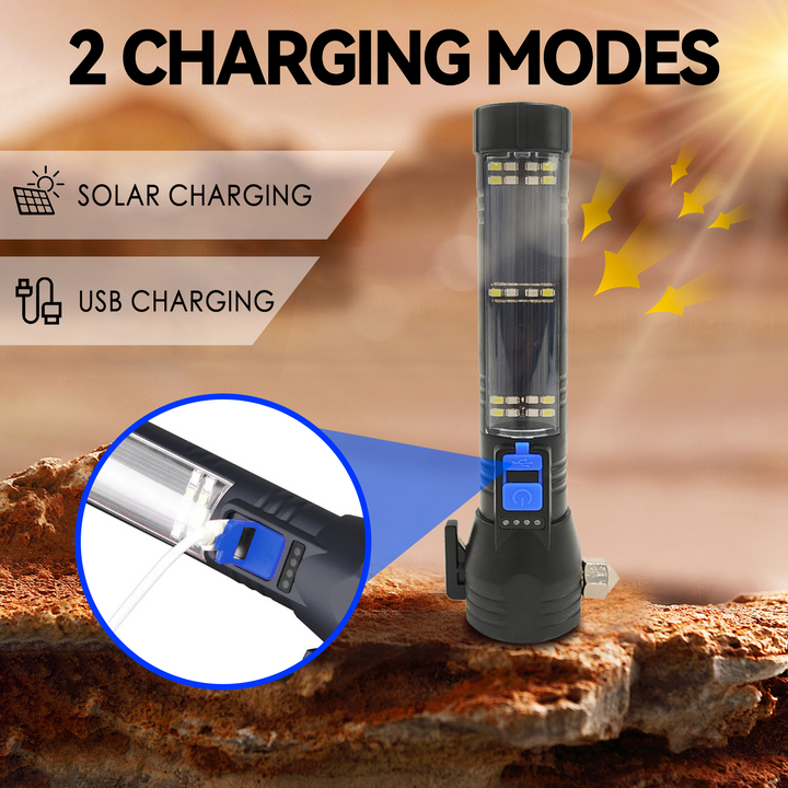Brillar 150 Lumen Solar Power USB rechargeable Multifunction Trekking Torch