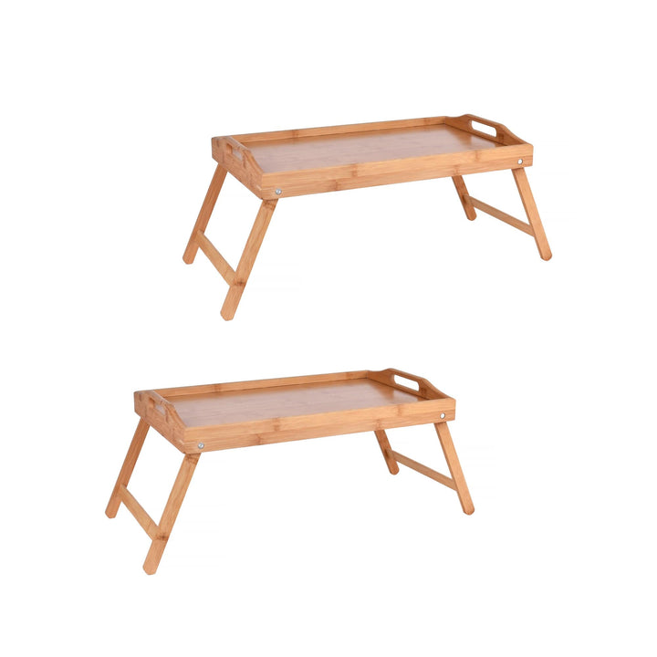 Living Today Homewares 2Pcs Foldable Bamboo Bed Tray / Breakfast Serving Table