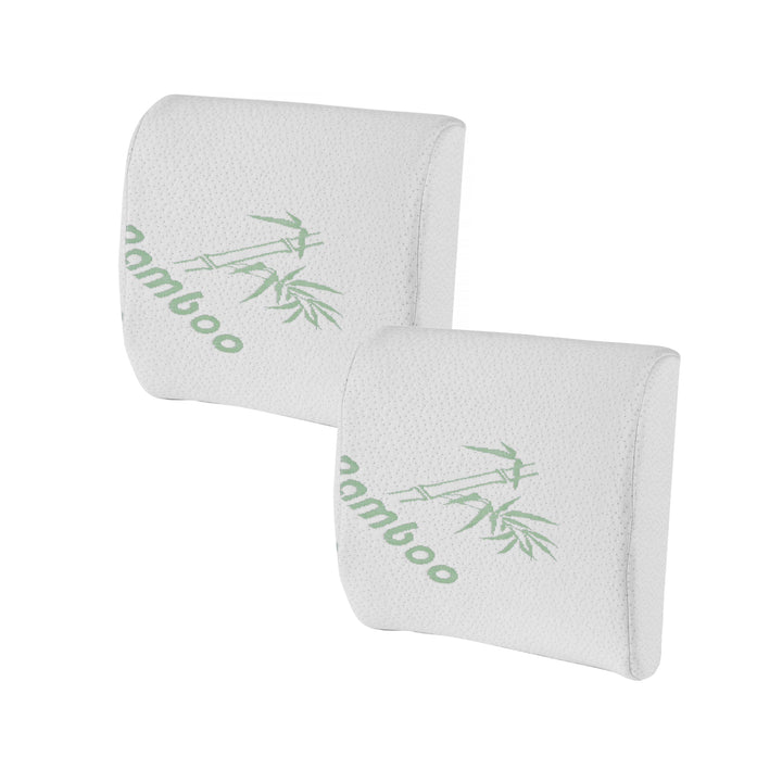 2 Pcs Bamboo Memory Foam Lumbar Support Cushion – Ergonomic Back Support Pillow (32 × 31.5 × 10 cm)