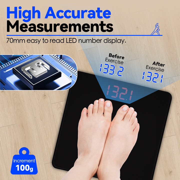 Clevinger Digital Glass Bathroom Scale Max Capacity 180KG