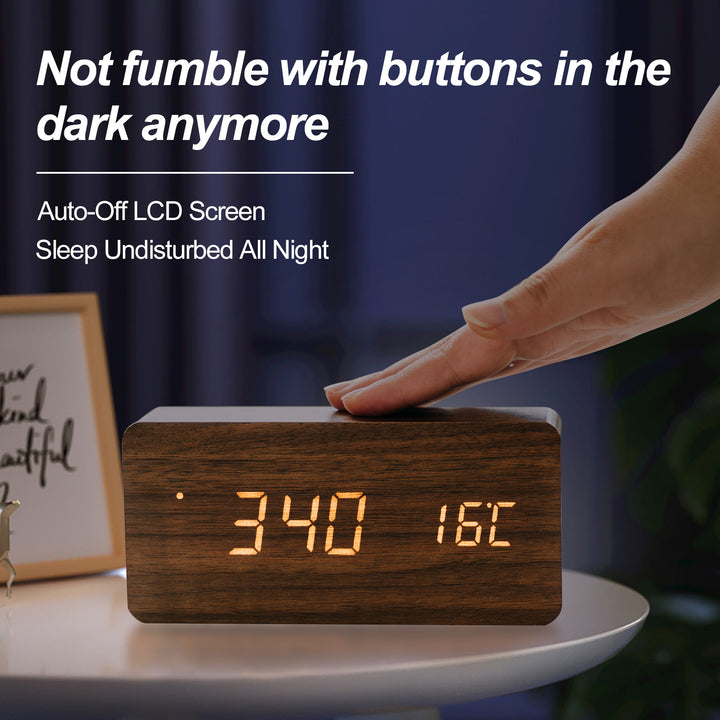 Sound Control Digital Alarm Clock & Thermometer