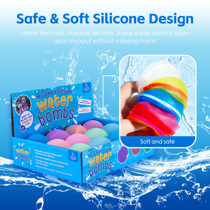 12 PcsMagnetic Closure Silicone Water Bombs