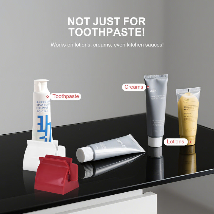 4 Pcs Toothpaste Rolling Dispensers Squeezer – Compact, Durable PP, Non-Slip Base