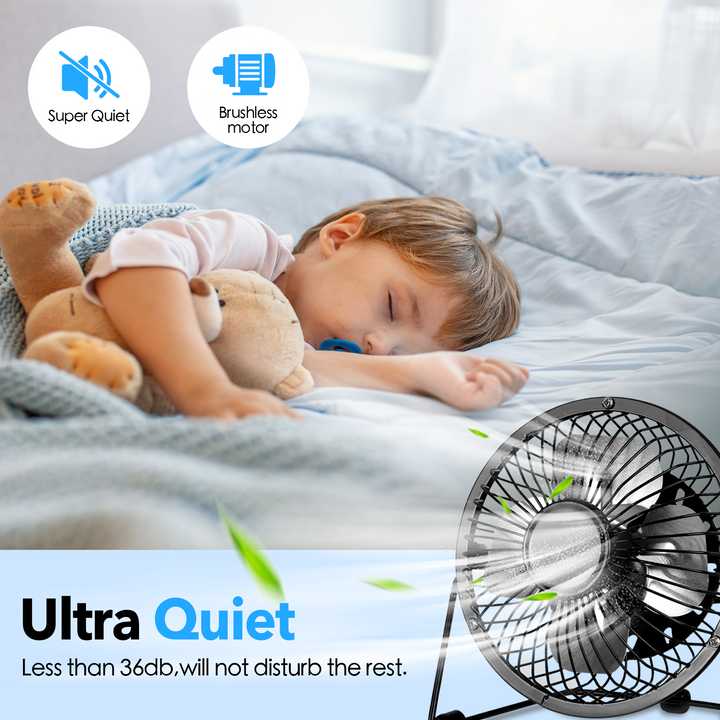 360° Tilt Adjustable USB Portable Mini Desk Fan