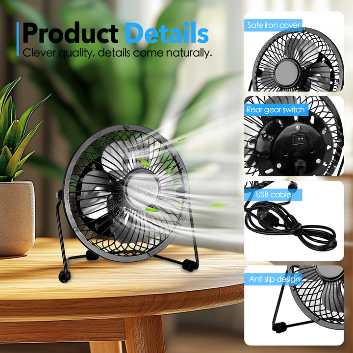 360° Tilt Adjustable USB Portable Mini Desk Fan