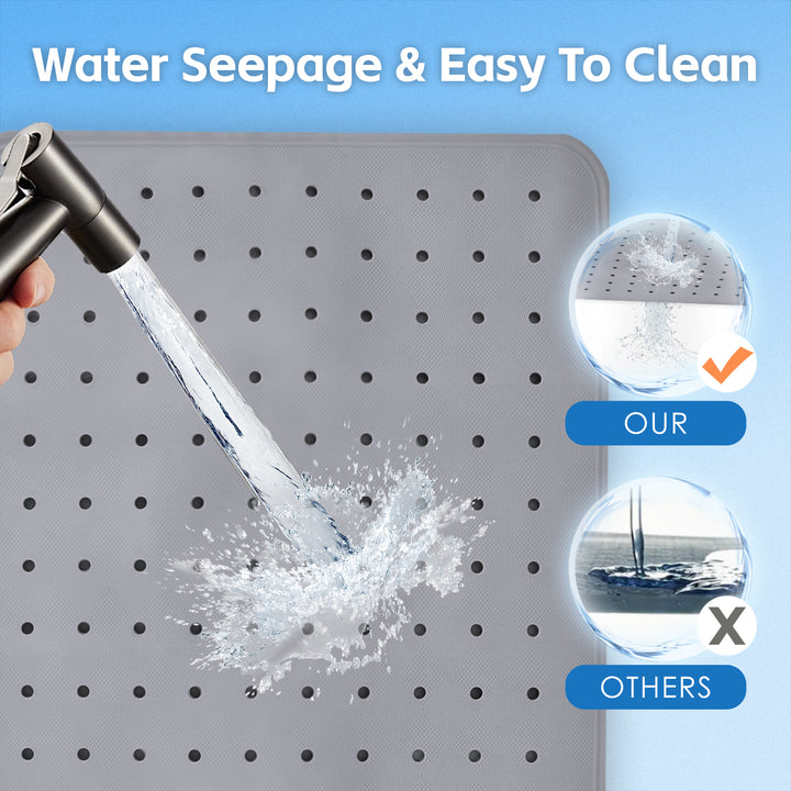 2 Pcs  70×40 cm Anti‑Slip Grip Shower Mat Quick‑Dry Bath Mat with 100+ Suction Cups