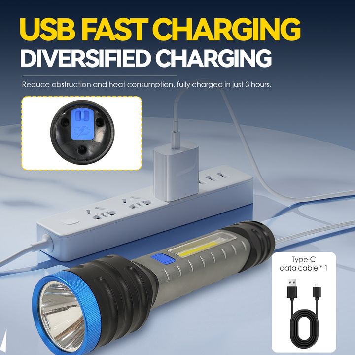 Brillar 200 Lumen USB Rechargeable Multifunction Flashlight