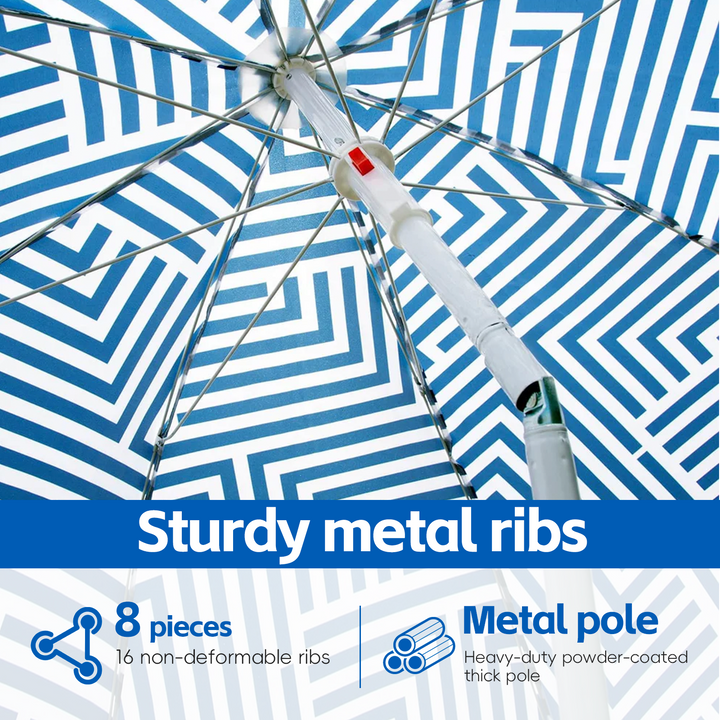 Lazy Dayz 1.8m Tiltable Beach Umbrella with Carry Bag - Makena