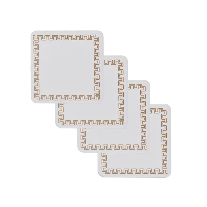 4 Pcs Clevinger MDF Coasters Gold Border