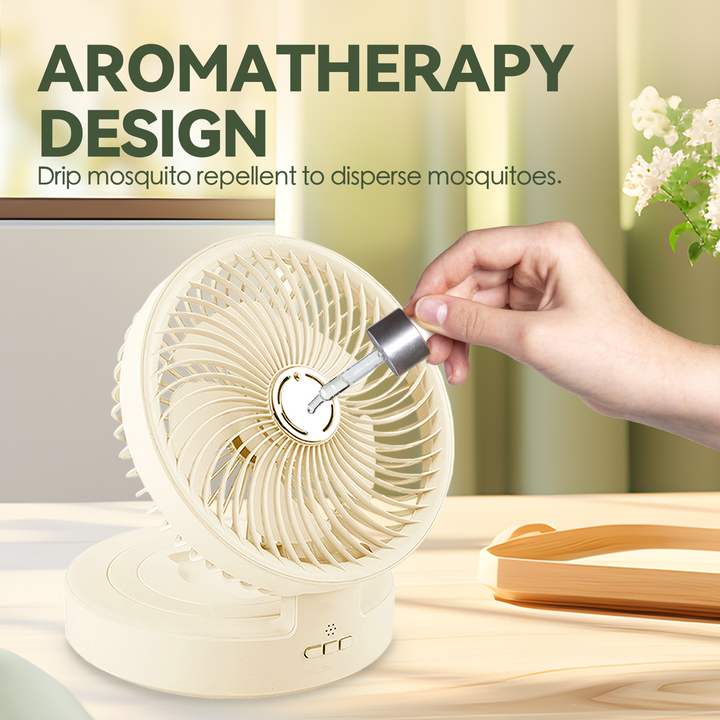 USB Rechargeable Auto-Oscillation Cordless Fan with Remote & Night Light