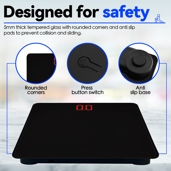Clevinger Digital Glass Bathroom Scale Max Capacity 180KG