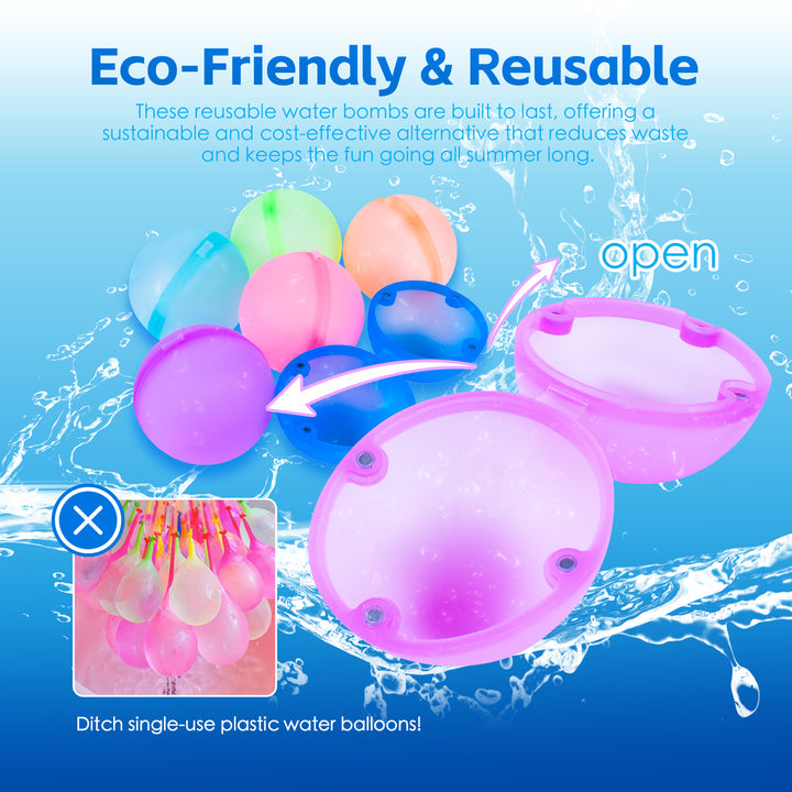 12 PcsMagnetic Closure Silicone Water Bombs