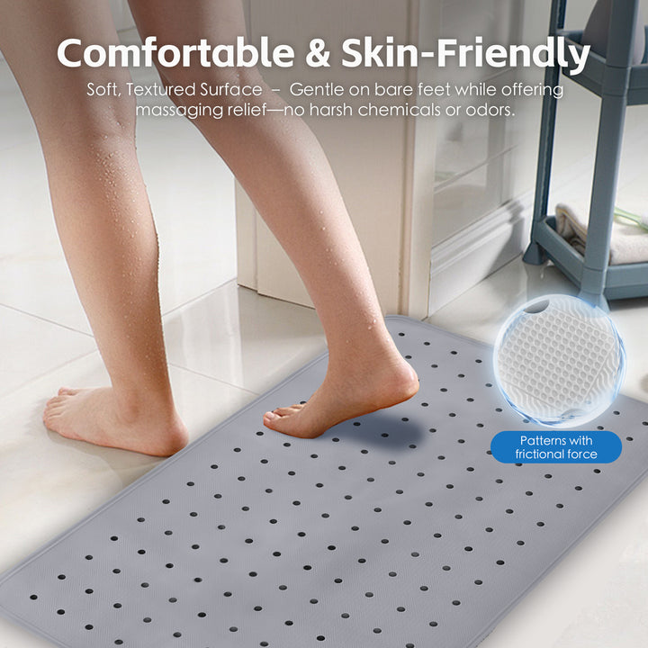 2 Pcs  70×40 cm Anti‑Slip Grip Shower Mat Quick‑Dry Bath Mat with 100+ Suction Cups