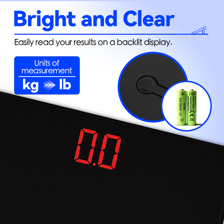 Clevinger Digital Glass Bathroom Scale Max Capacity 180KG