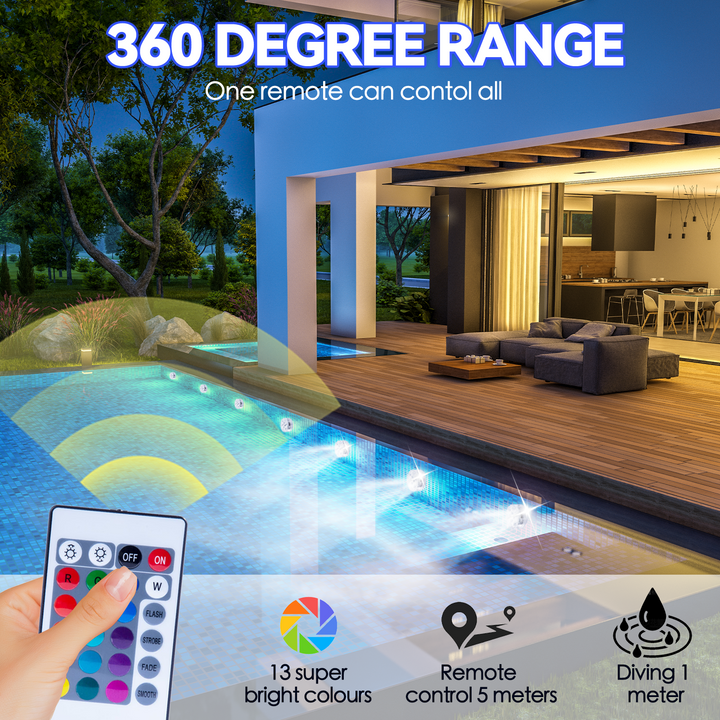 2 Pcs Lazy Dayz 13 Colors LED Remote Pool Light