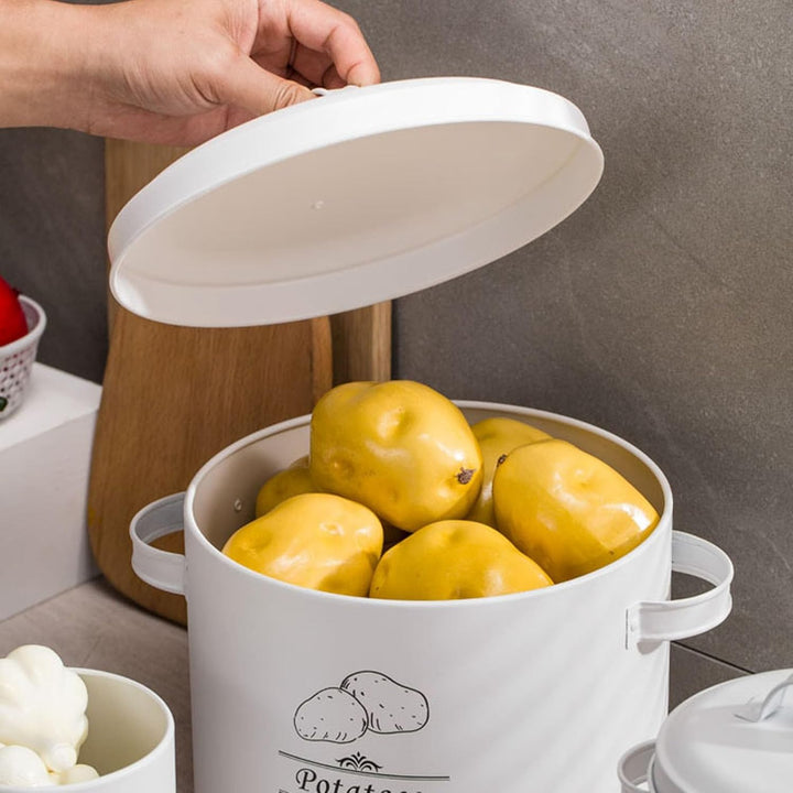 3 Pcs Galvanised Iron Fruit Vegetable Storage Tins