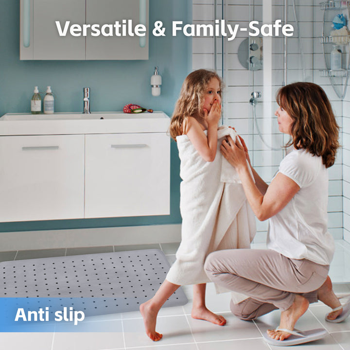 2 Pcs  70×40 cm Anti‑Slip Grip Shower Mat Quick‑Dry Bath Mat with 100+ Suction Cups
