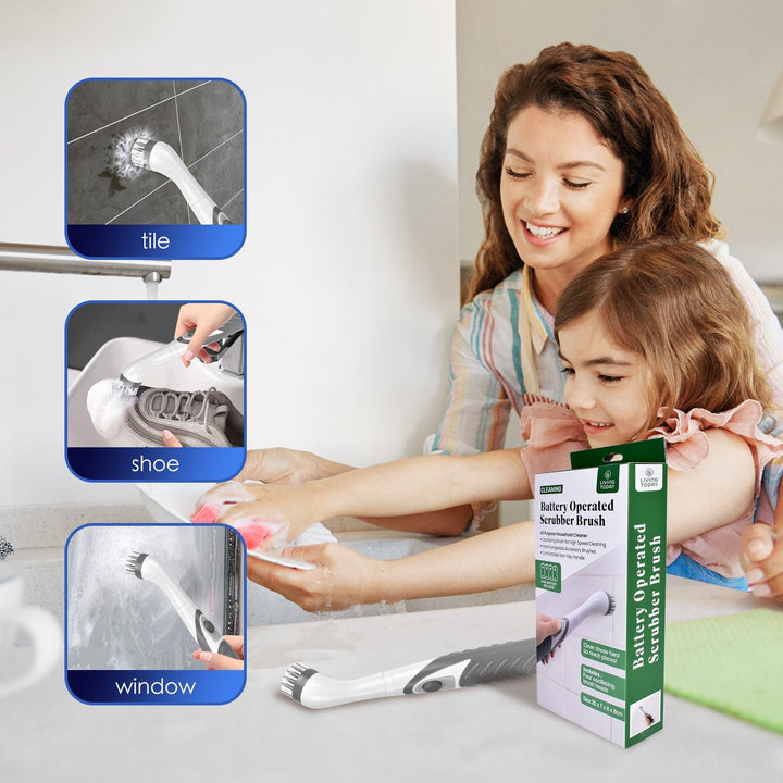Battery Operated Scrubber Brush with 4 Interchangeable Heads