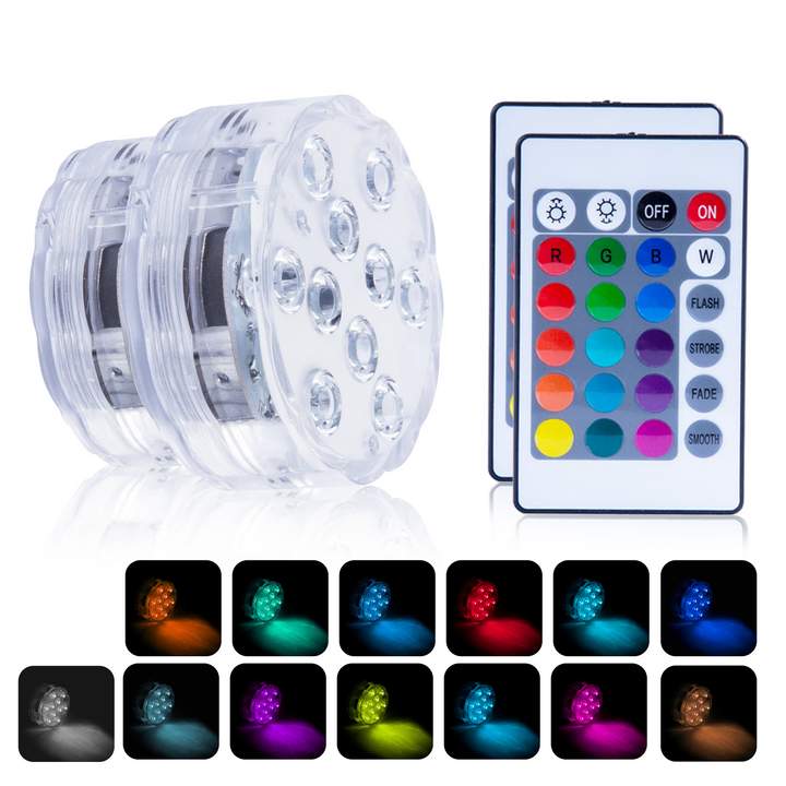 2 Pcs Lazy Dayz 13 Colors LED Remote Pool Light