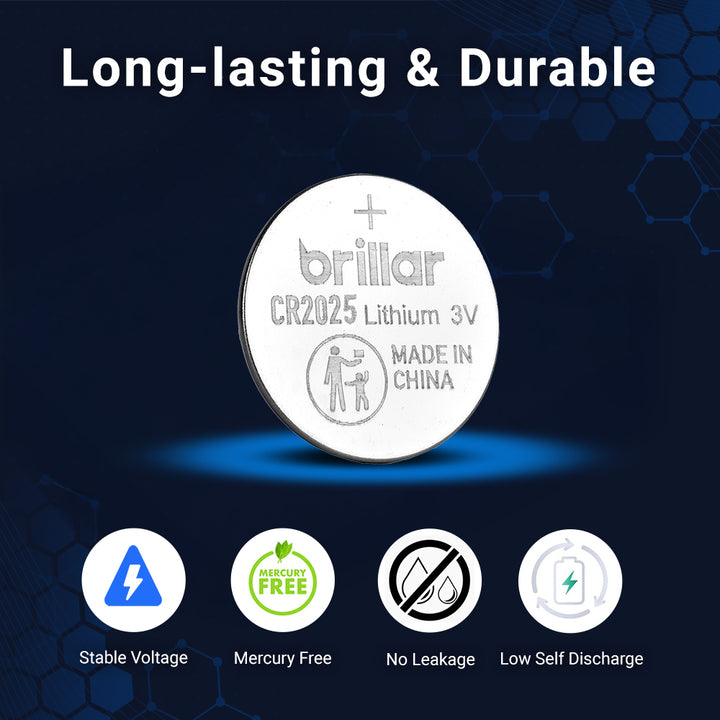 2 Pcs Brillar CR2025 Lithium Button Cell