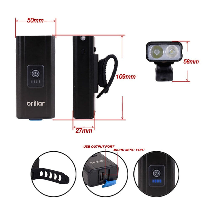 Brillar 300 Lumen USB Rechargeable Multifunctional Bike Rider Light