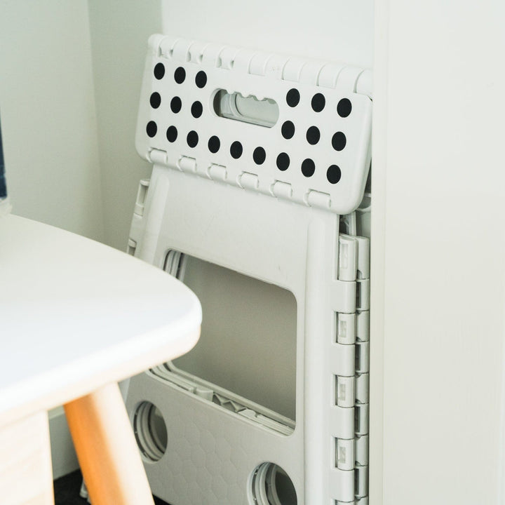 Living Today Large Plastic Folding Stool Portable Chair Store Flat Easy Carry Outdoor Camping White