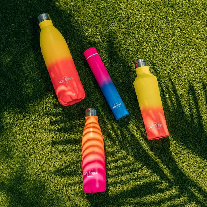 Lazy Dayz Slimline Drink Bottle 300ml - Orange Pink Ombre