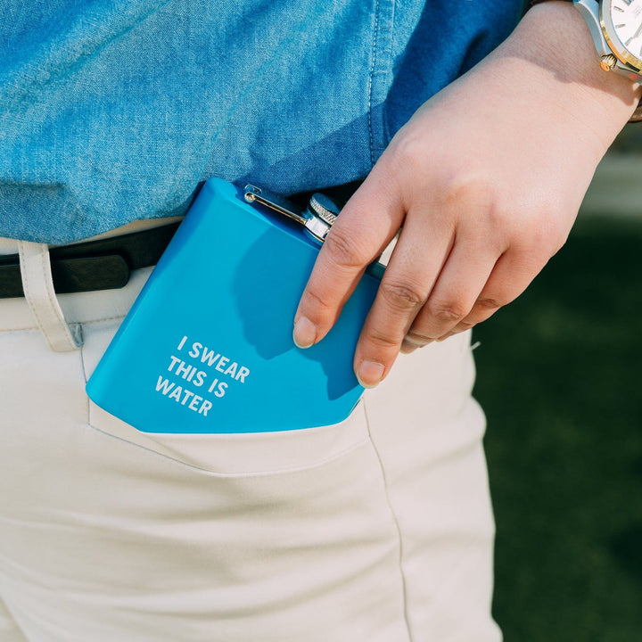 Lazy Dayz 175ml Stainless Steel Hip Flask w Funny Quotes-Blue