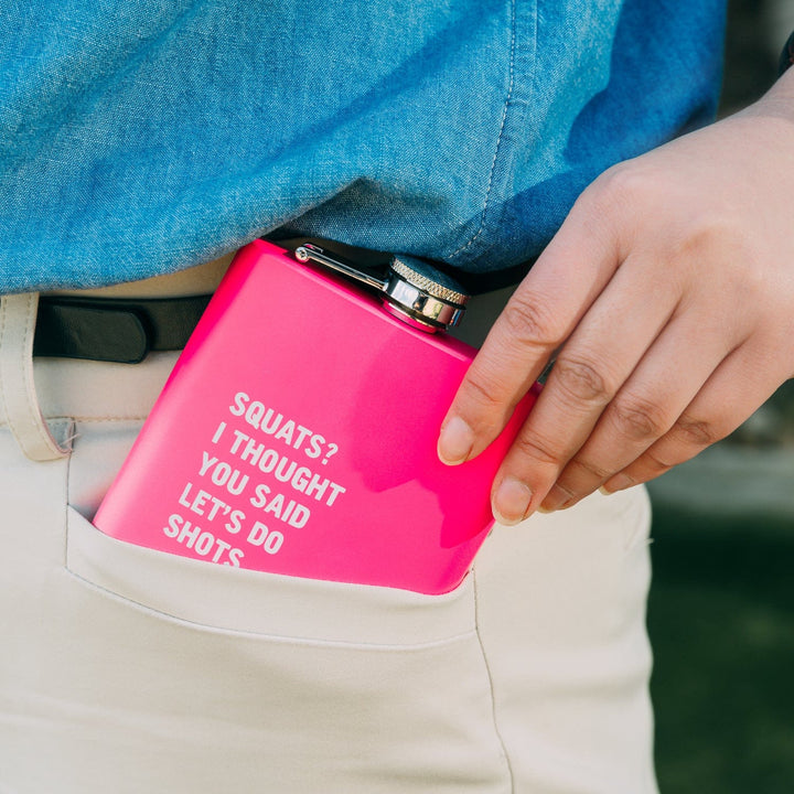 Lazy Dayz 175ml Stainless Steel Hip Flask w Funny Quotes-Pink