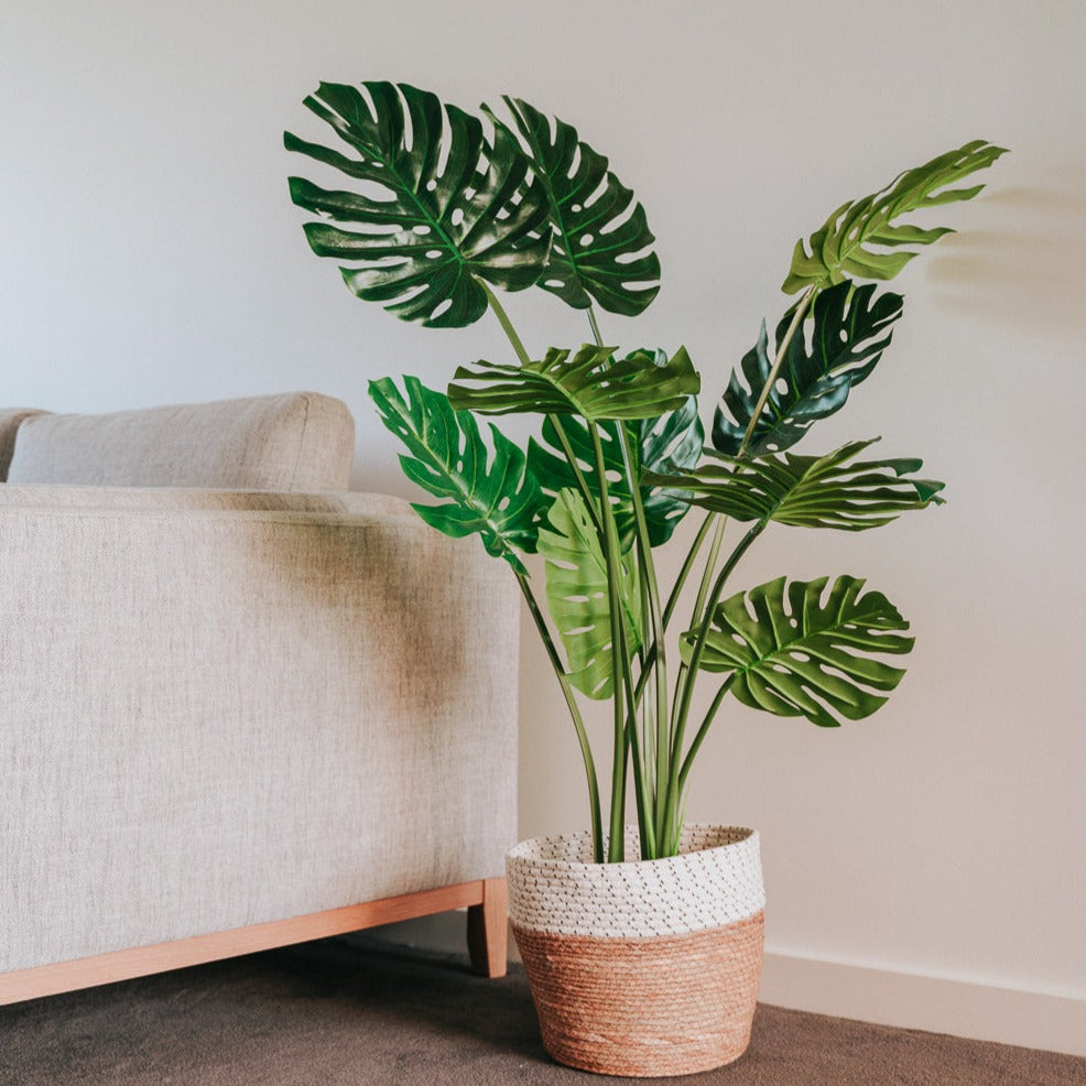monstera decor ideas 120cm Faux Artificial Home Decor Potted Monstera Plant – Online Homewares