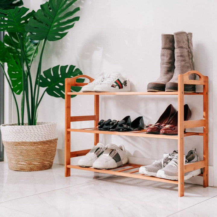 Living Today Shoe Racks & Organizers Bamboo 3 Tiers Layers  Storage Shoe Rack & Organiser