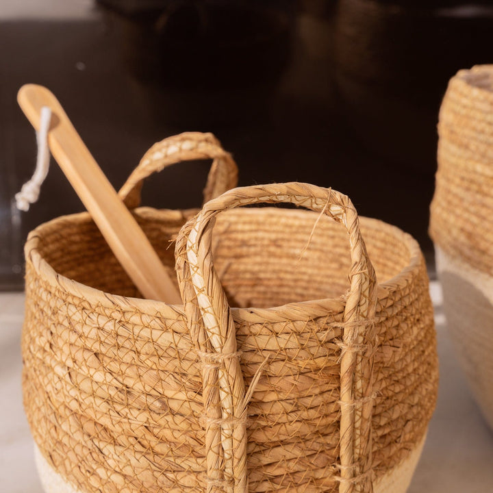 LIVINGTODAY 3 Piece Cotton Rope Stripe Carry Handles Storage Baskets Set