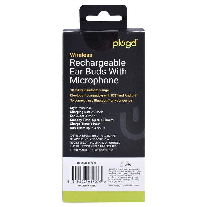 plugd bluetooth ear buds PLUGD Bluetooth Rechargeable Ear Buds with Microphone