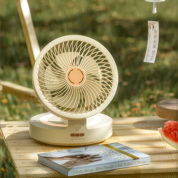 USB Rechargeable Auto-Oscillation Cordless Fan with Remote & Night Light
