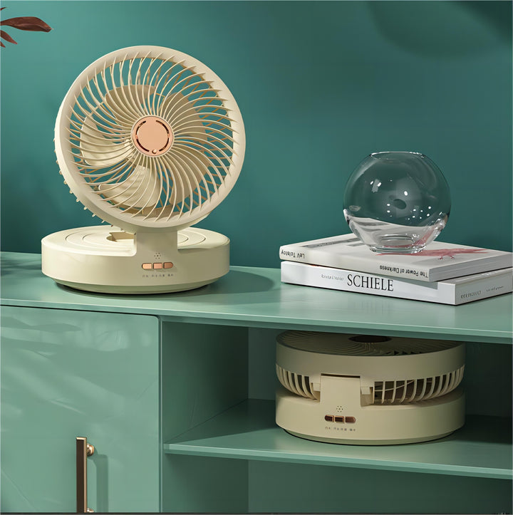 USB Rechargeable Auto-Oscillation Cordless Fan with Remote & Night Light