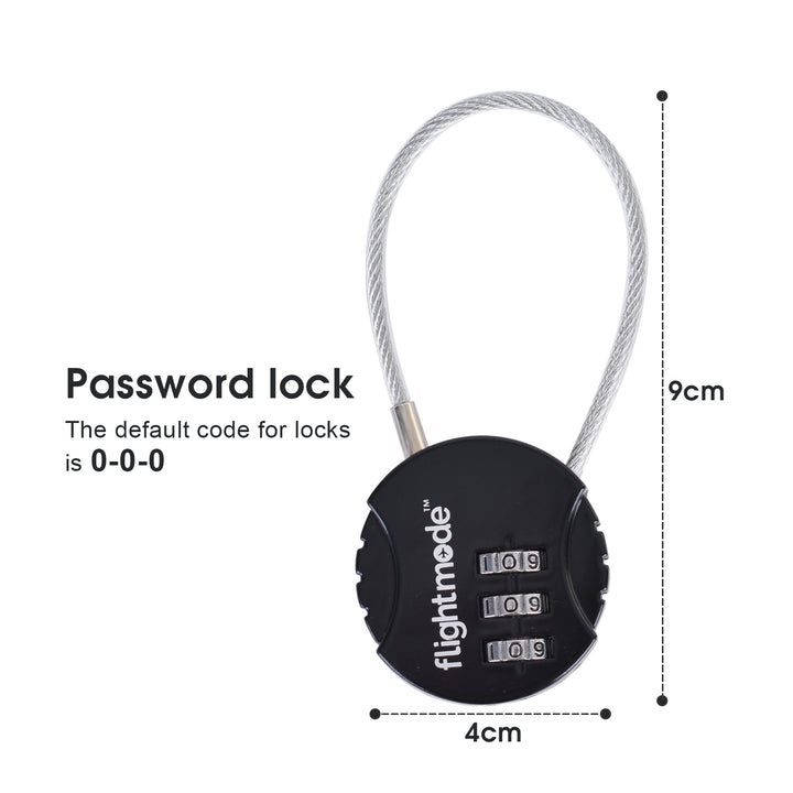 Flightmode 3 Dial Steel Cable Padlock