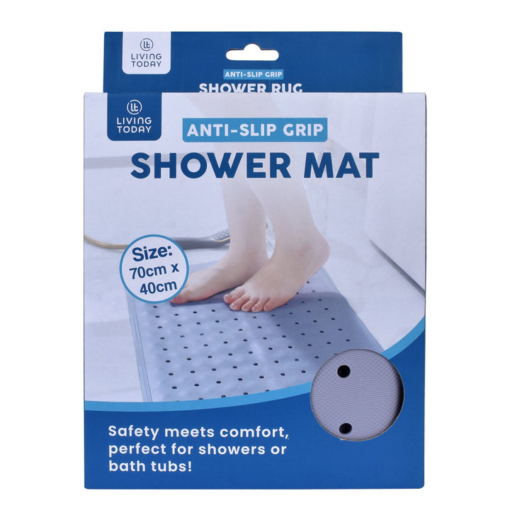 2 Pcs  70×40 cm Anti‑Slip Grip Shower Mat Quick‑Dry Bath Mat with 100+ Suction Cups