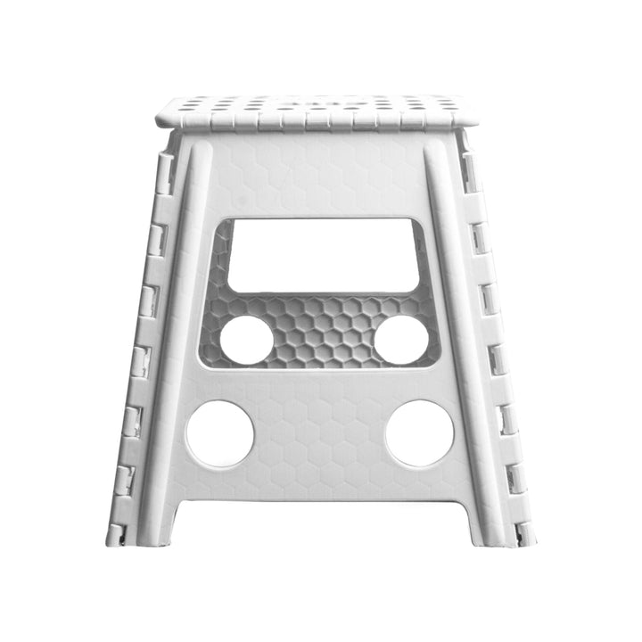 Living Today Large Plastic Folding Stool Portable Chair Store Flat Easy Carry Outdoor Camping White