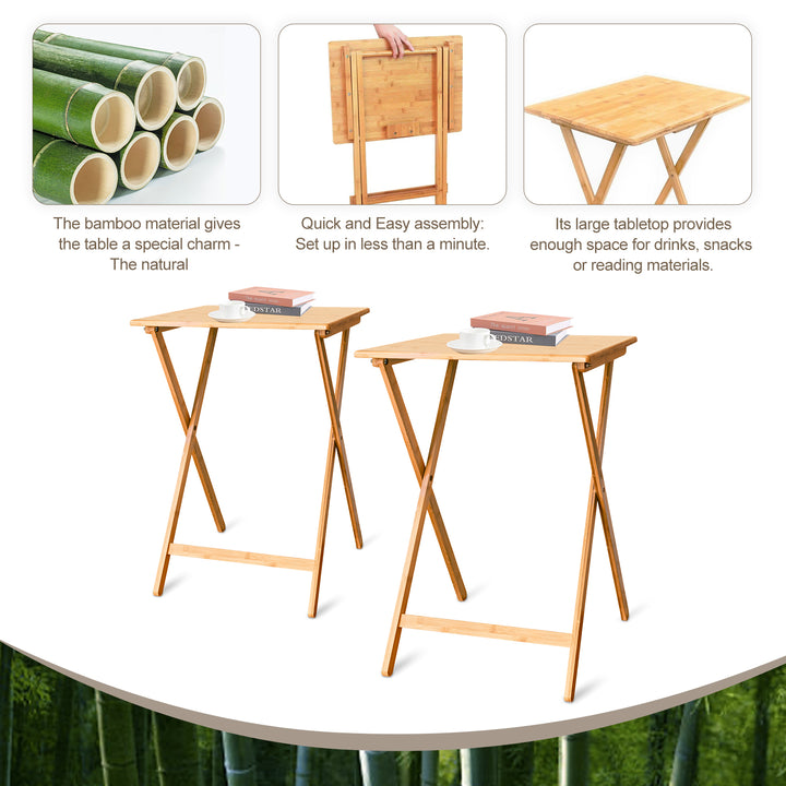 2 Pcs Bamboo Folding Laptop Tray & Snack Table