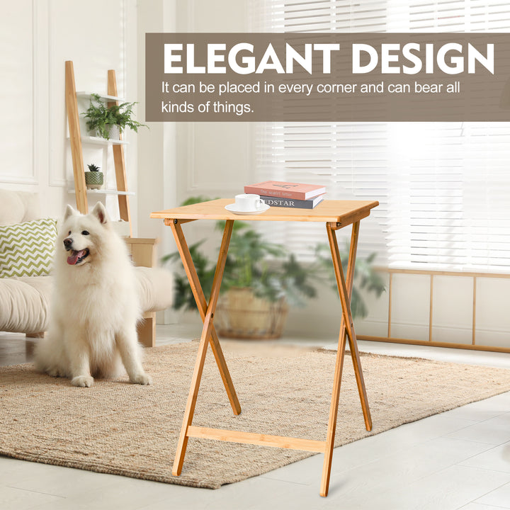 2 Pcs Bamboo Folding Laptop Tray & Snack Table