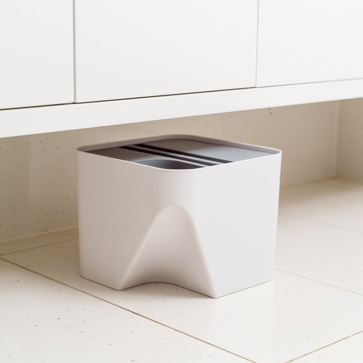 2 Pcs 12L+18L Stackable Plastic Kitchen Trash Bin Household Classification Storage Box