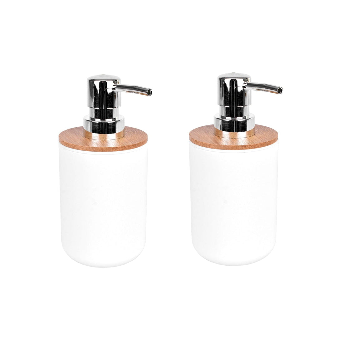 2 Pcs Bamboo-Lid Soap Dispenser – Clevinger Collection, BPA-Free Pump Bottle