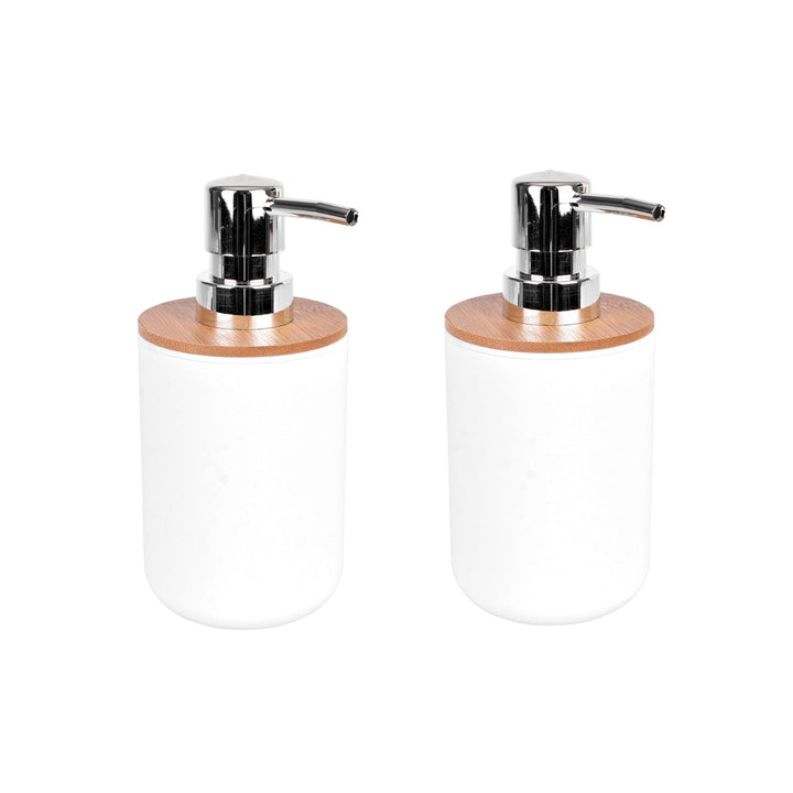 2 Pcs Bamboo-Lid Soap Dispenser – Clevinger Collection, BPA-Free Pump Bottle