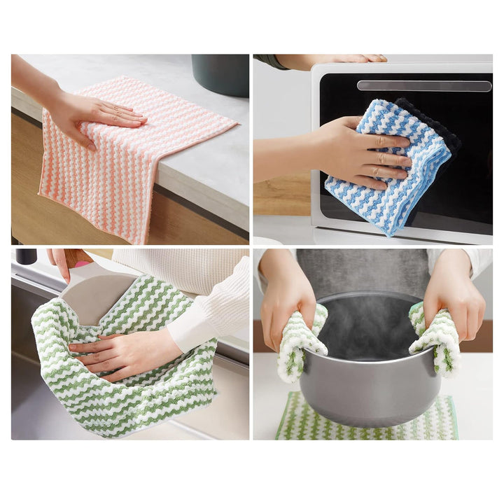 10 Pcs Super Absorbent Reusable Microfibre Cleaning Cloths 30 x 30 cm