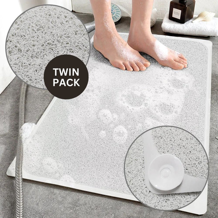 2 Pcs Premium Non-Slip Loofah Shower Mat Bathroom Safe 75 x 44 cm